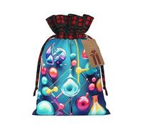 Bolsa de regalo con cordón de arpillera de empalme en 3D con ilustración de química abstracta: una bolsa de regalo de Navidad reutilizable para todas tus necesidades de celebración