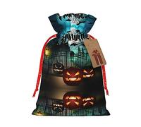 Bolsa de regalo con cordón de búho, calabaza, feliz Halloween, bolsa de regalo artística de tela de Navidad, encantadora bolsa de arpillera para todas las ocasiones