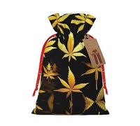 Bolsa de regalo con cordón de cannabis dorado, regalo de vacaciones, decoración para suministros de fiesta de Navidad y Halloween, 8.3 x 11.8 pulgadas