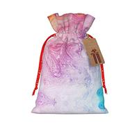 Bolsa de regalo con cordón de color mármol pastel, rosa, azul, morado, bolsa de regalo artística de tela de Navidad, encantadora bolsa de arpillera para todas las ocasiones