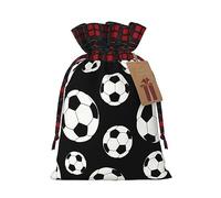 Bolsa de regalo con cordón de color negro de fútbol, regalo de vacaciones, suministros de Navidad, decoración de Halloween, 4.7 x 6.9 pulgadas