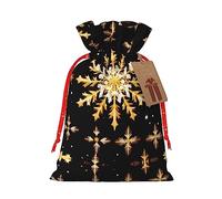 Bolsa de regalo con cordón de copo de nieve dorado de Navidad, regalo de vacaciones, decoración para suministros de fiesta de Navidad y Halloween, 8.3 x 11.8 pulgadas