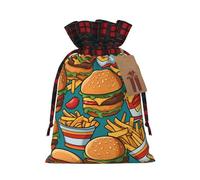 Bolsa de regalo con cordón de dos colores para hamburguesas fritas, bonita, conveniente, adecuada para cumpleaños de Navidad