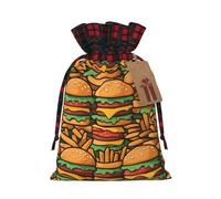Bolsa de regalo con cordón de dos colores para hamburguesas, ideal para Navidad, cumpleaños