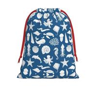Bolsa de regalo con cordón de felpa ultra suave con estampado de vida marina subacuática, regalos de dulces para fiestas de Navidad, bolsas de joyería de boda