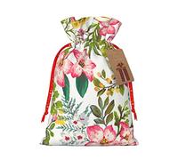 Bolsa de regalo con cordón de flores de hibisco, bolsa de regalo artística de tela de Navidad, encantadora bolsa de arpillera para todas las ocasiones