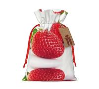 Bolsa de regalo con cordón de fresa, bolsa de regalo artística de tela de Navidad, encantadora bolsa de arpillera para todas las ocasiones