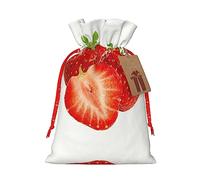 Bolsa de regalo con cordón de fresa fresca, bolsa de regalo artística de tela de Navidad, encantadora bolsa de arpillera para todas las ocasiones