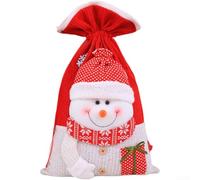 Bolsa de regalo con cordón de gran capacidad, que muestra diseños de muñeco de nieve de Navidad y Papá Noel para un fácil almacenamiento y transporte de dulces de vacaciones (B)
