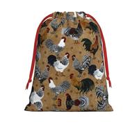 Bolsa de regalo con cordón de impresión de gallo de 11.8 x 15.8 pulgadas con cierre de cinta roja para Halloween y Navidad, para adultos