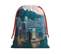 Bolsa de regalo con cordón de impresión de Hong Kong para fiestas, cumpleaños, aniversarios
