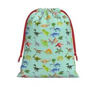 Bolsa de regalo con cordón de impresión de imágenes de dinosaurios de dibujos animados con cinta roja, suave y elegante para Navidad, Halloween, se adapta a tarjetas de caramelos