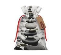 Bolsa de regalo con cordón de impresión de piedras Zen grises para bodas, fiestas, cumpleaños, bolsa de regalo única, bolsa de lona reutilizable, 1 pieza mediana