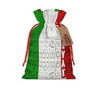 Bolsa de regalo con cordón de la bandera italiana del Coliseo romano, bolsa de regalo artística de tela de Navidad, encantadora bolsa de arpillera para todas las ocasiones