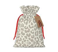Bolsa de regalo con cordón de leopardo con patrón marrón, bolsa de regalo artística de tela de Navidad, encantadora bolsa de arpillera para todas las ocasiones