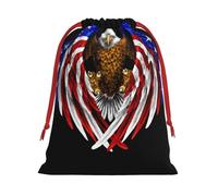 Bolsa de regalo con cordón de Navidad con diseño de águila patriótica con bandera de Estados Unidos, una opción conveniente para empaquetar pequeños regalos