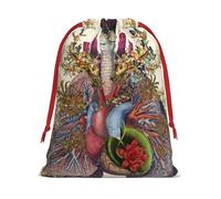 Bolsa de regalo con cordón de Navidad con diseño de corazón y pulmones, una opción conveniente para empaquetar pequeños regalos