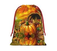 Bolsa de regalo con cordón de Navidad con estampado de calabaza para el día de Acción de Gracias, una opción conveniente para empacar pequeños regalos
