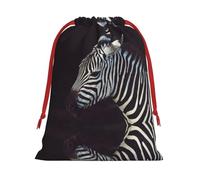 Bolsa de regalo con cordón de Navidad con estampado de cebra animal, una opción conveniente para empaquetar pequeños regalos