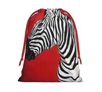 Bolsa de regalo con cordón de Navidad con estampado de cebra, una opción conveniente para empaquetar pequeños regalos