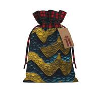Bolsa de regalo con cordón de Navidad con estampado de escamas de dragón, reutilizable para necesidades festivas de Navidad, bolsas de envoltura