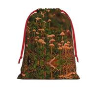 Bolsa de regalo con cordón de Navidad con estampado de hongos salvajes, una opción conveniente para empaquetar pequeños regalos