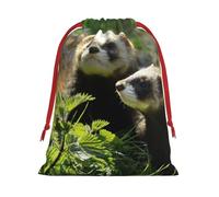 Bolsa de regalo con cordón de Navidad con estampado de hurón de vida silvestre, una opción conveniente para empaquetar pequeños regalos