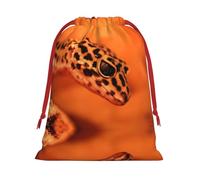 Bolsa de regalo con cordón de Navidad con estampado de leopardo Little Gecko, una opción conveniente para empaquetar pequeños regalos