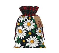 Bolsa de regalo con cordón de Navidad con estampado de margaritas y flores florales para bolsas de Navidad, regalos de fiesta