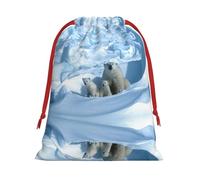 Bolsa de regalo con cordón de Navidad con estampado de oso polar, una opción conveniente para empaquetar pequeños regalos