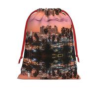 Bolsa de regalo con cordón de Navidad con estampado de palmeras de Los Ángeles, una opción conveniente para empaquetar pequeños regalos