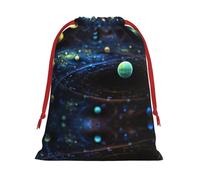 Bolsa de regalo con cordón de Navidad con estampado de planetas del espacio exterior, una opción conveniente para empaquetar pequeños regalos