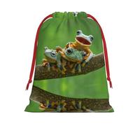 Bolsa de regalo con cordón de Navidad con estampado de ranas, una opción conveniente para empaquetar pequeños regalos