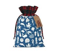 Bolsa de regalo con cordón de Navidad con estampado de vida marina submarina para necesidades de embalaje de regalos festivos de Navidad