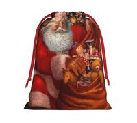 Bolsa de regalo con cordón de Navidad impresa de Feliz Navidad, una opción conveniente para empaquetar pequeños regalos