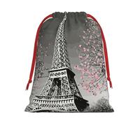 Bolsa de regalo con cordón de Navidad impresa de la Torre Eiffel de París, una opción conveniente para empaquetar pequeños regalos