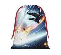 Bolsa de regalo con cordón de Navidad impresa en avión, una opción conveniente para empaquetar pequeños regalos