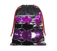 Bolsa de regalo con cordón de Navidad impresa Flowers In Spa, una opción conveniente para empaquetar pequeños regalos