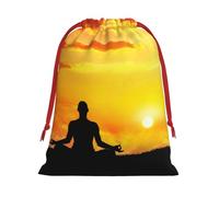 Bolsa de regalo con cordón de Navidad impresa para meditación de yoga, una opción conveniente para empaquetar pequeños regalos