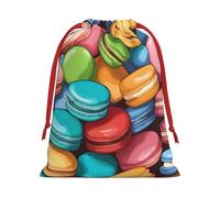 Bolsa de regalo con cordón de regalo con estampado de galletas de macarrón, reutilizable, decoración festiva, recuerdo de fiesta, bolsa de almacenamiento diario