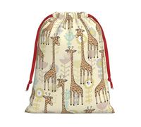 Bolsa de regalo con cordón de regalo con estampado de jirafas dibujadas a mano, recuerdos de fiesta, cumpleaños, almacenamiento diario, oficina, decoración del hogar