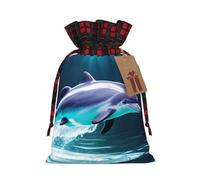 Bolsa de regalo con cordón, decoraciones de regalos para suministros de fiesta de Navidad, bolsas de regalo reutilizables de Xman, estampado único de delfín animal 3D