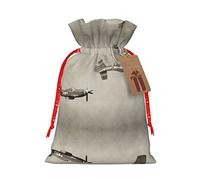 Bolsa de regalo con cordón para aviones de la Segunda Guerra Mundial, bolsa de regalo artística de tela de Navidad, encantadora bolsa de arpillera para todas las ocasiones