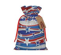 Bolsa de regalo con cordón para el Día de la Independencia con diseño de estrellas patrióticas, bolsa de regalo artística de tela de Navidad, encantadora bolsa de arpillera para todas las ocasiones