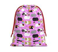 Bolsa de regalo con cordón para estampado de conejillos de indias y magdalenas, con cinta roja, suave y elegante para Navidad, Halloween, se adapta a tarjetas de caramelos