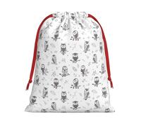 Bolsa de regalo con cordón para estampado de ramas de árbol de búho, con cinta roja, suave y elegante para Navidad, Halloween, se adapta a tarjetas de caramelos