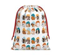 Bolsa de regalo con cordón para impresión de conejillo de indias con cinta roja, suave y elegante para Navidad, Halloween, se adapta a tarjetas de caramelos