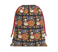 Bolsa de regalo con cordón para impresión de pizza de chef con cinta roja, suave y elegante para Navidad, Halloween, se adapta a tarjetas de dulces