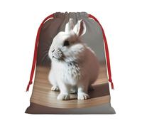 Bolsa de regalo con cordón para regalo con estampado de conejo blanco lloroso, recuerdos de fiesta, cumpleaños, almacenamiento diario, oficina, decoración del hogar
