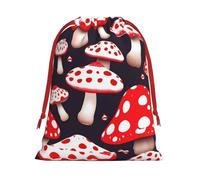 Bolsa de regalo con cordón para regalo con estampado de hongos y color rojo, blanco y champiñón, recuerdos de fiesta, cumpleaños, almacenamiento diario, oficina, decoración del hogar